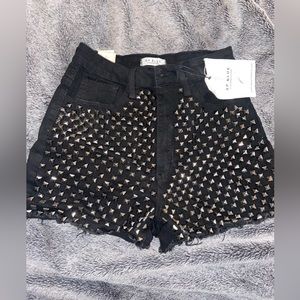 Black studded jean shorts